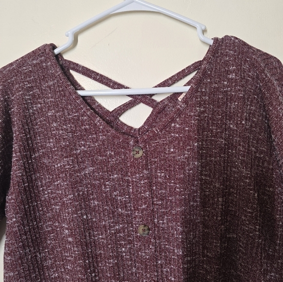 Bobbie Brooks Purple Long Sleeve Tie Front Blouse - Picture 2 of 4